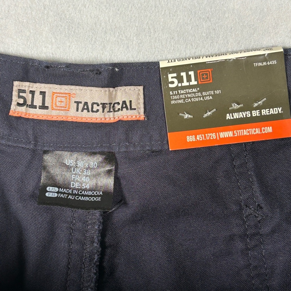 5.11 Tactical Pants Mens 38x30 Dark Navy Blue Solid Relaxed Fit Cargo Utility - Picture 3 of 12